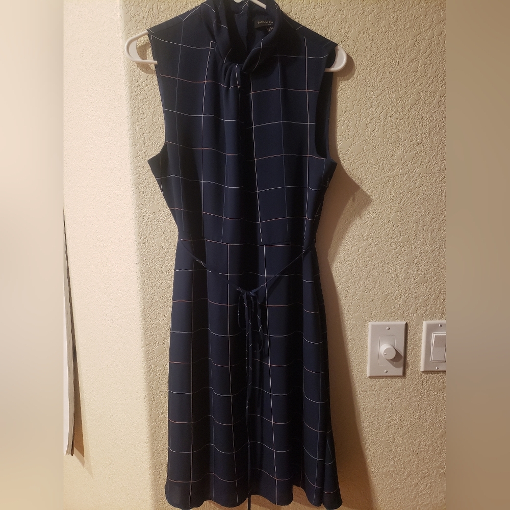 Banana Republic Navy Checkered Sleeveless Dress